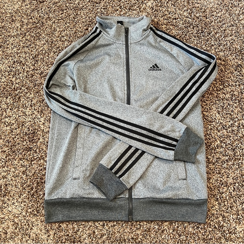 Adidas Men’s 3-Stripes Track Jacket – Gray/Black – Size S